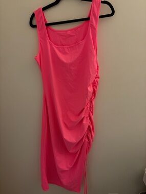 Women's Ruched Tank Dress - Bright Pink